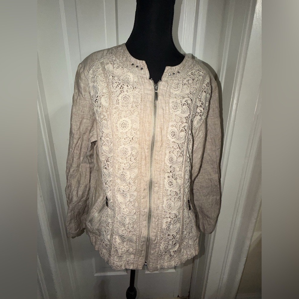 Women's size 46 US size 16 Lace Beige Women's Jacket light spring fall coat